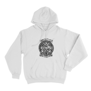 Occult Cat Pentagram Emblem Unisex Hoodie White