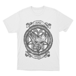 Occult Cat Pentagram Emblem Unisex T Shirt White